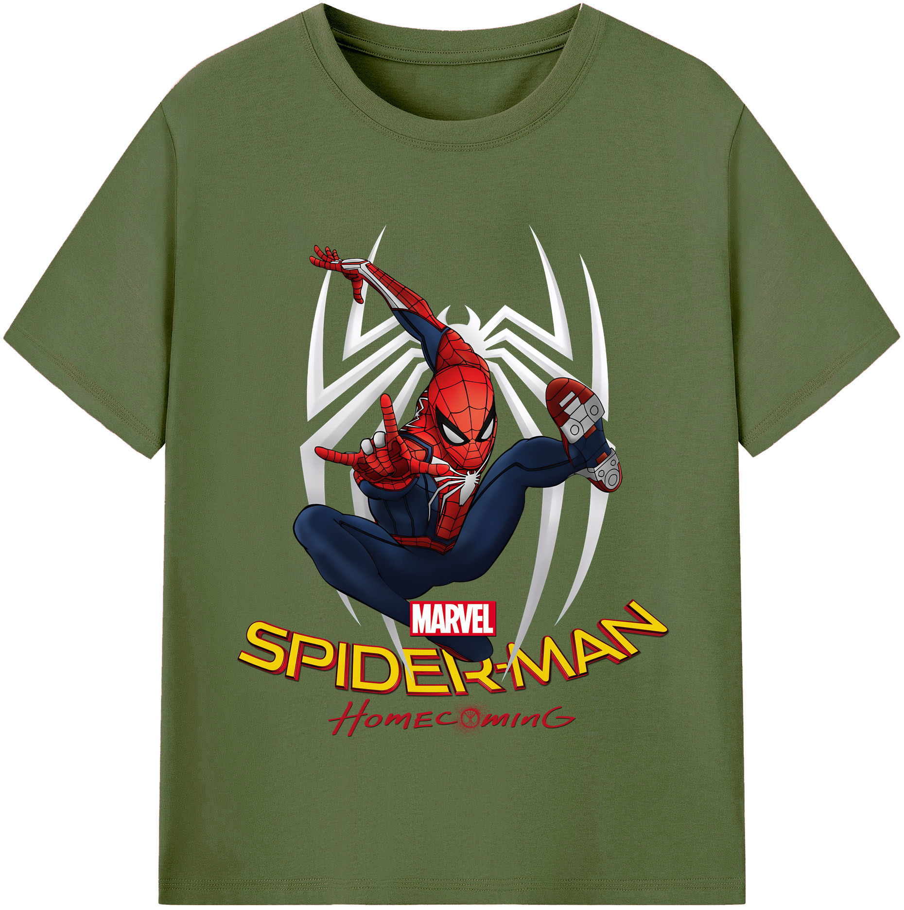 （画像用） Spider Man スパイダーマン 綿100％半袖Tシャツ（フロントプリント）